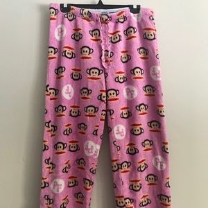 Paul Frank monkey monogram pink fuzzy pajama pants